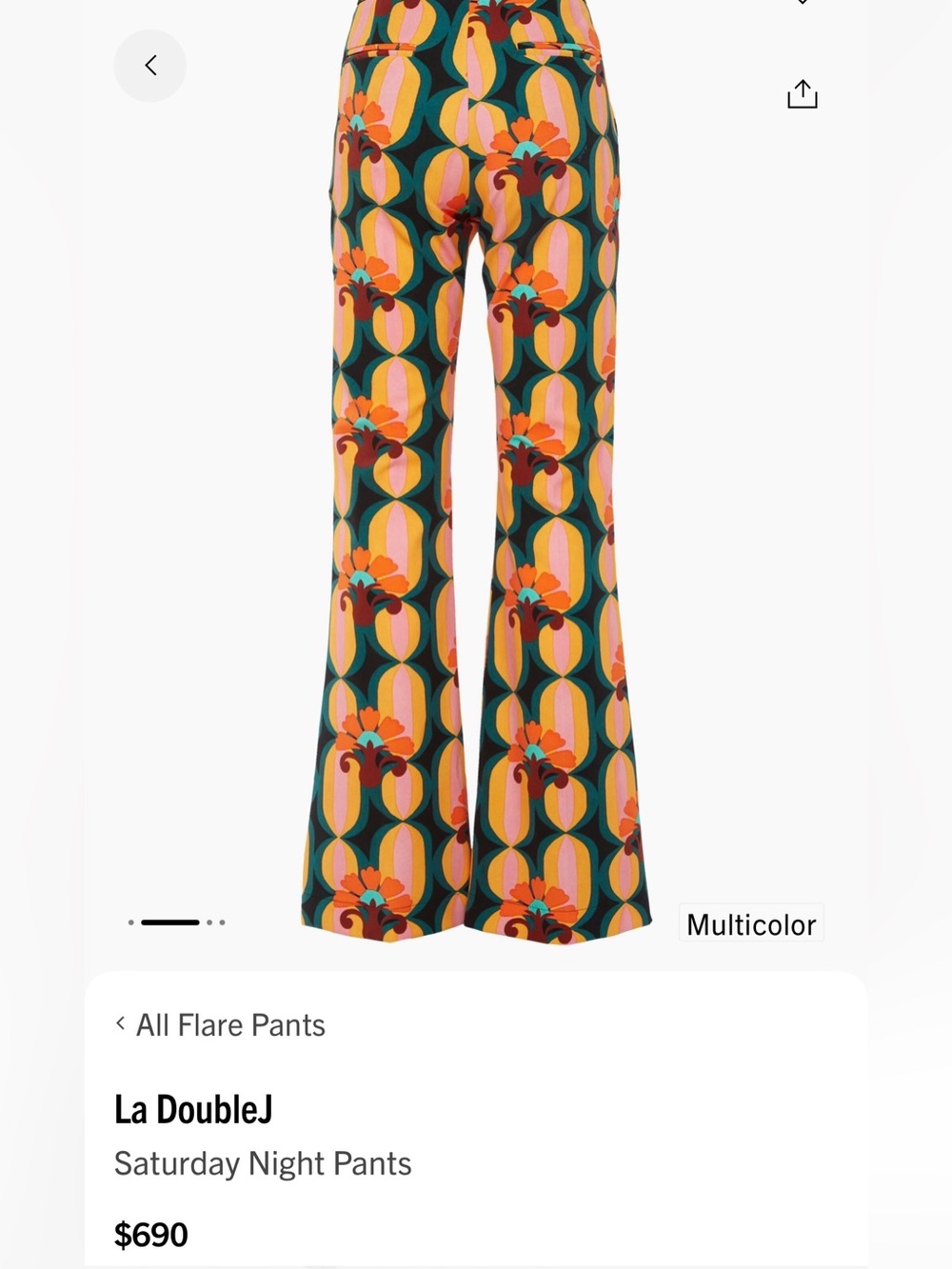 LA DoubleJ Italy Retro Flare Saturday Night Pants Arcturus Blue Petrol HEMMED S